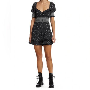 ALICE AND OLIVIA Crawford Mini Dress in Cutie Polka Dot Black Size 14